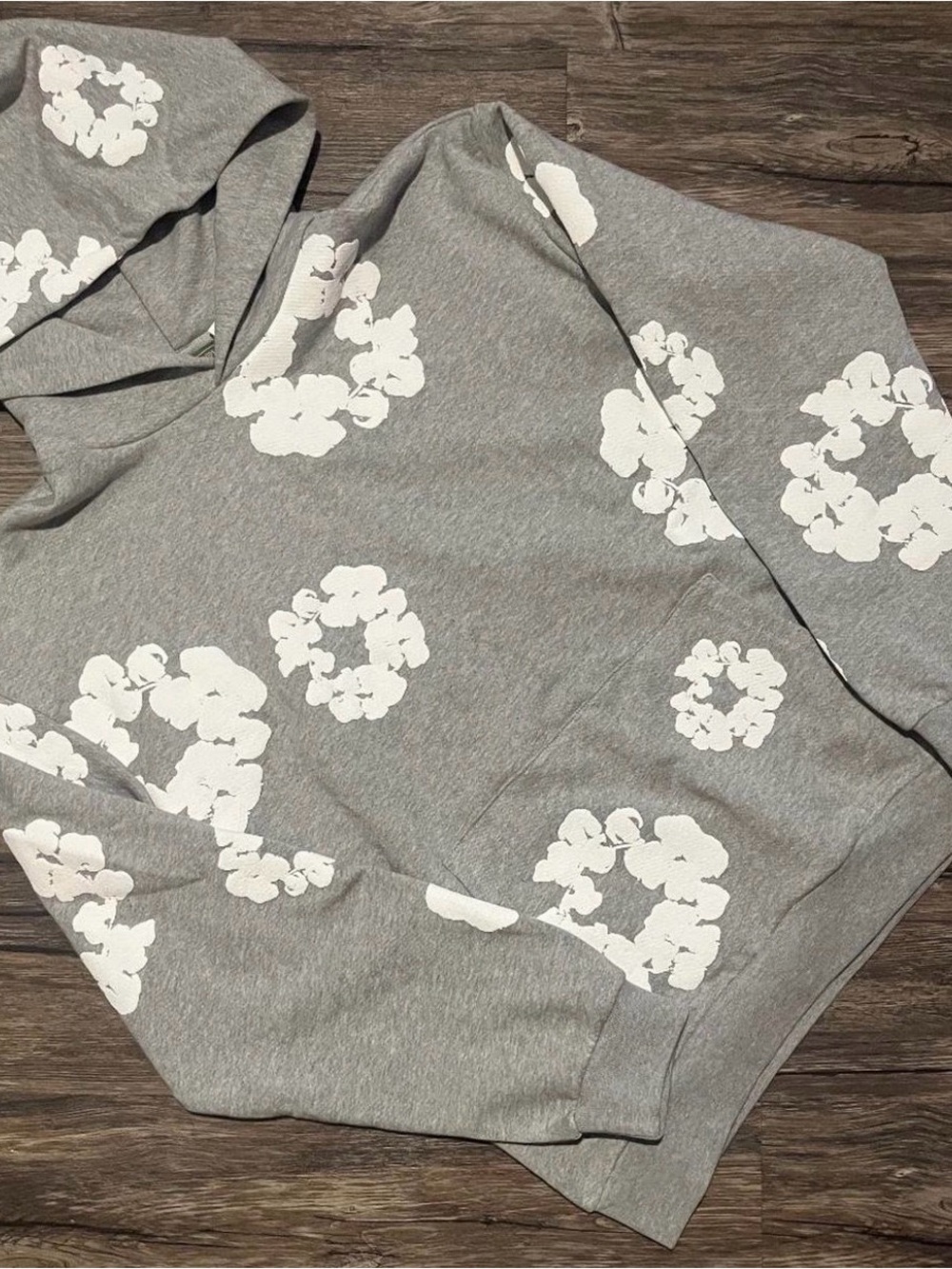 Gray Floral Print Hoodie